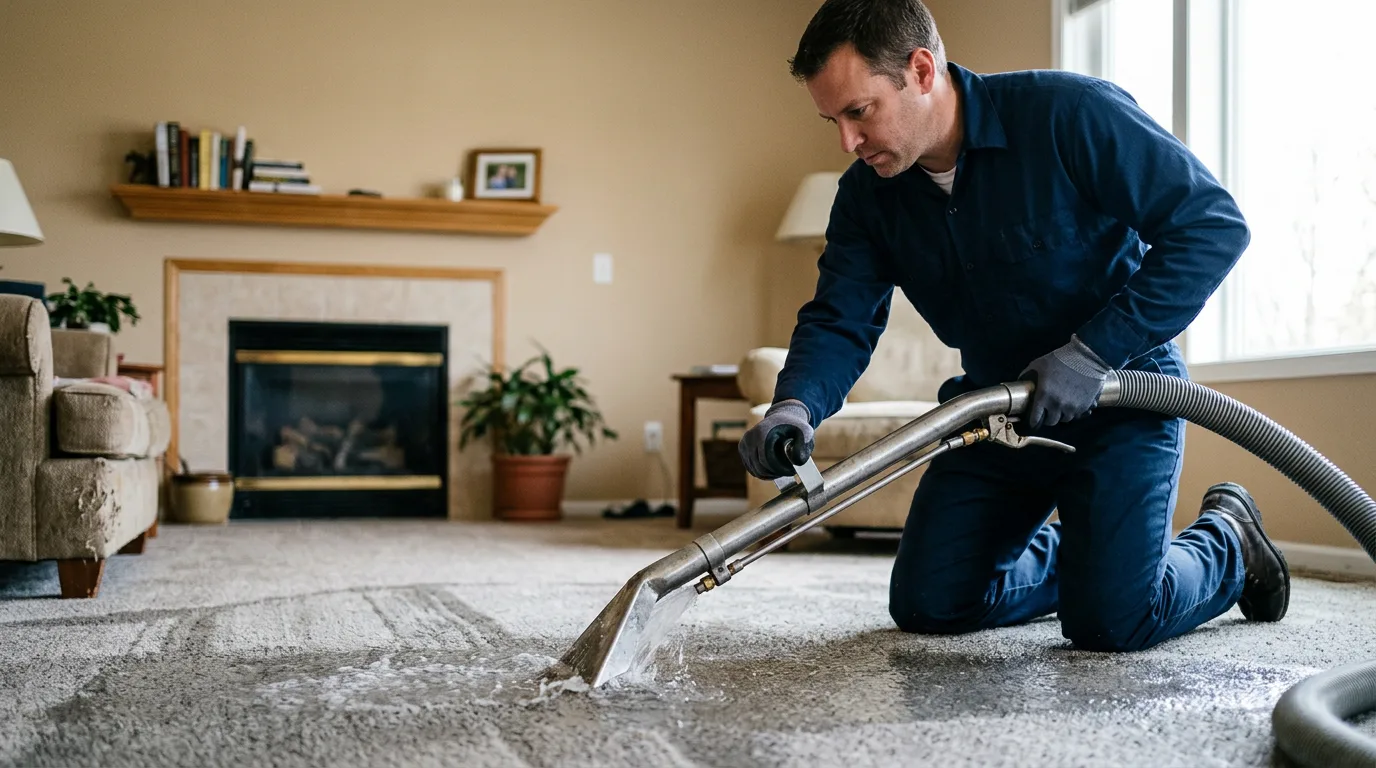 Water damage restoration technician working near Mcdonald, OH